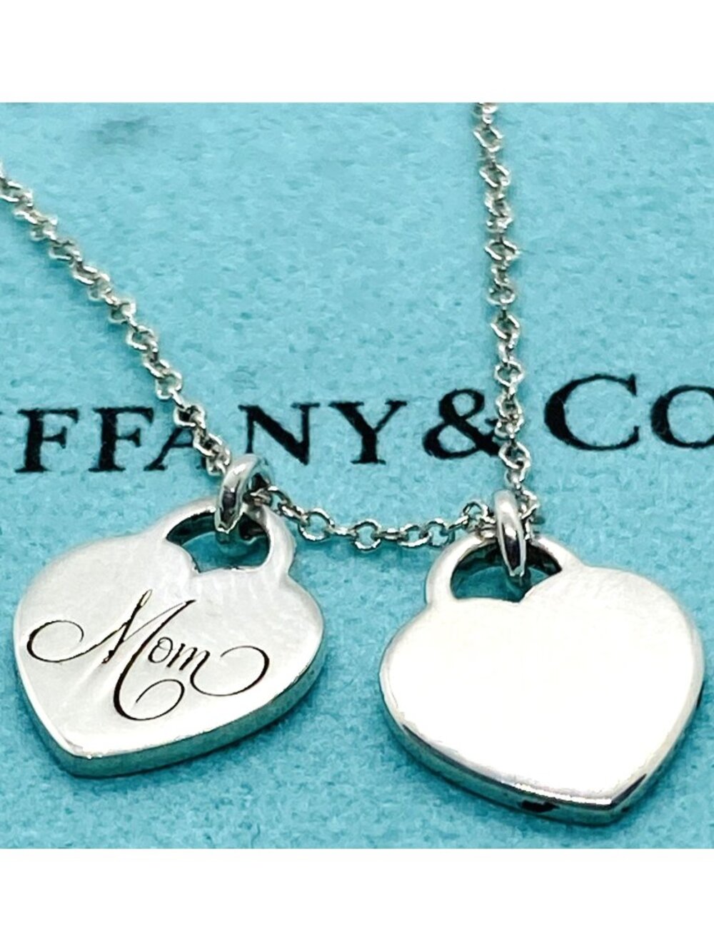 Tiffany & Co Sterling Silver 925 Double Heart Mom Mini Necklace